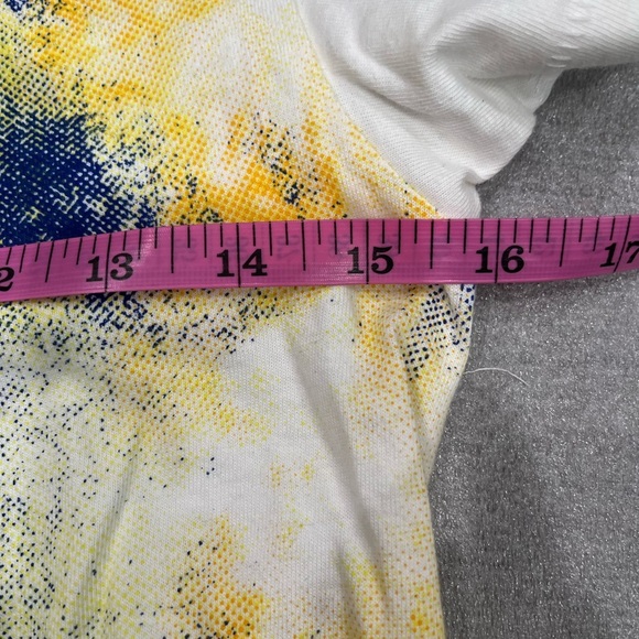 [S] Anna Sui & UO Cropped Tee CC Graphic Crop Top with Blue and Yellow Design - Picture 7 of 8